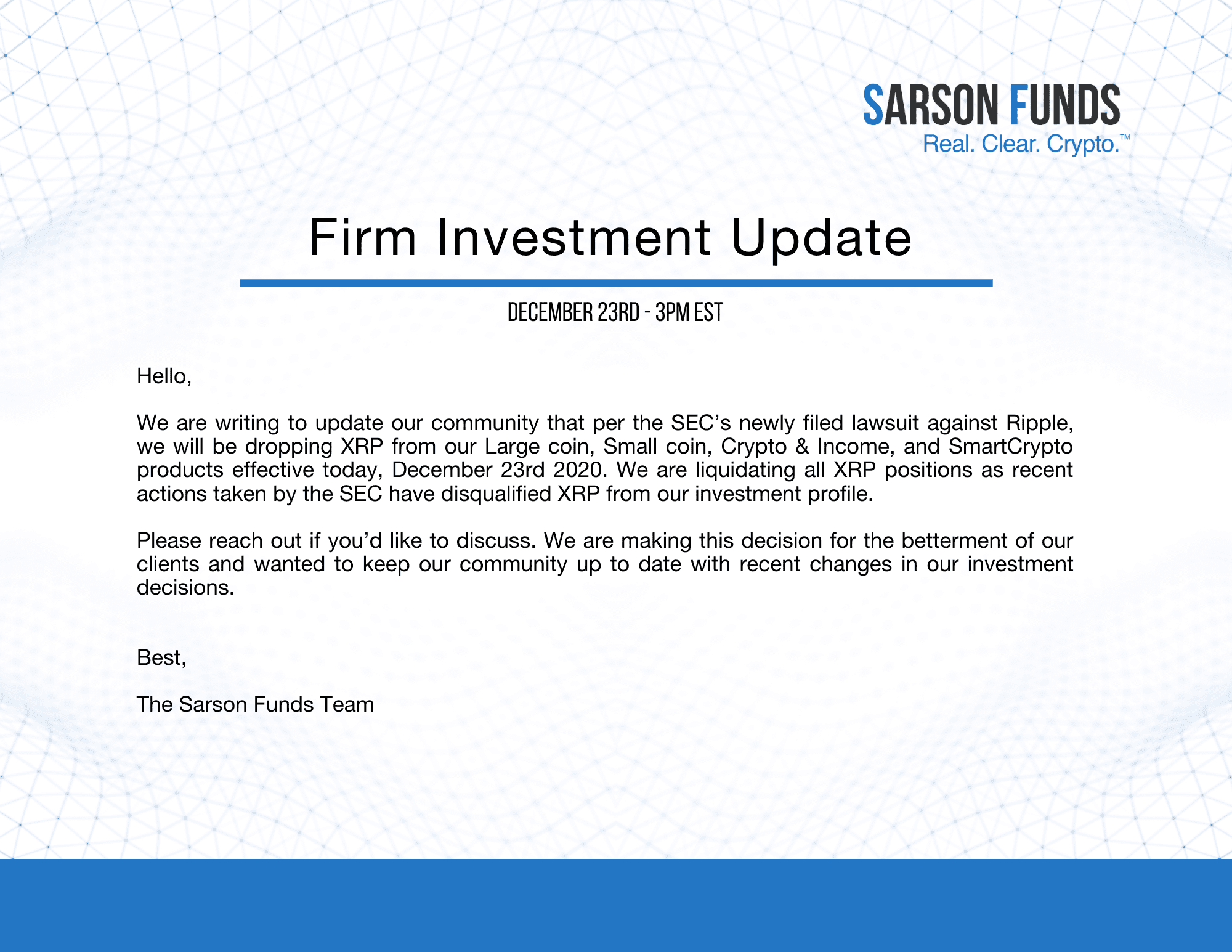 XRP Investment Update